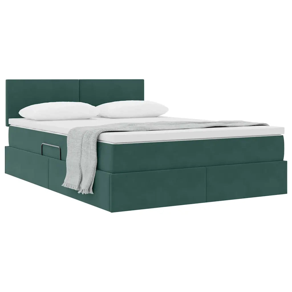 Letto con Contenitore Verde Scuro 140 x 200 cm Velluto
