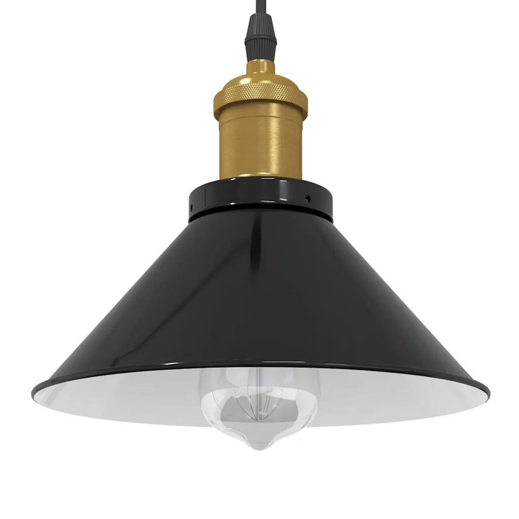 Lampada a Sospensione Regolabile E27 Nero Lucido ?22 cm Metallo CFW5282380