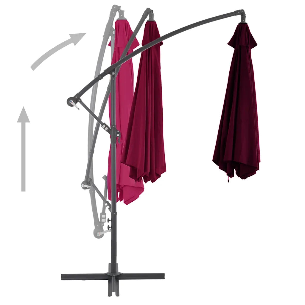 Ombrellone a Sbalzo con Palo in Alluminio 300 cm Bordeaux 313754