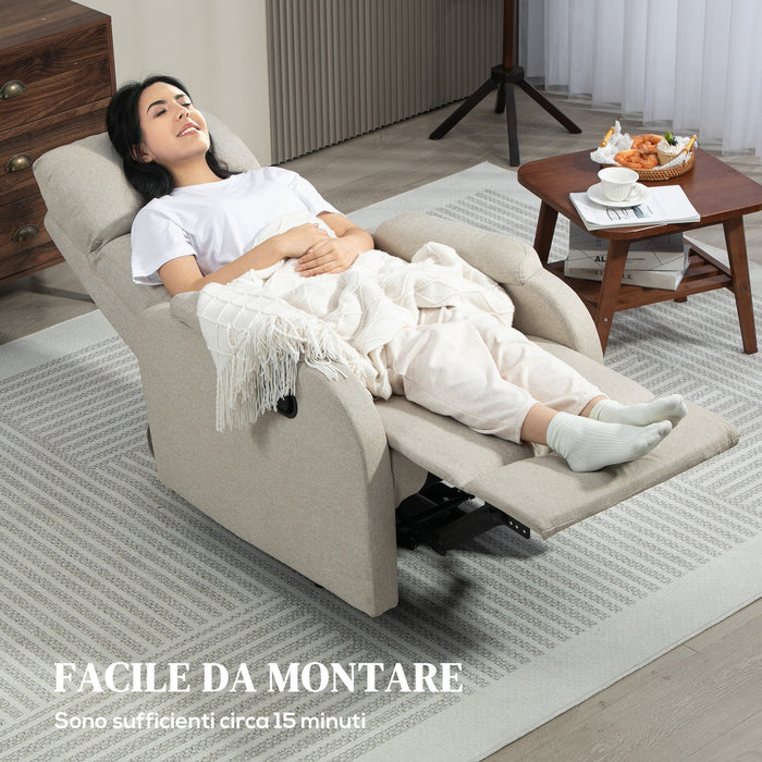 Poltrona Relax Reclinabile Manuale con Poggiapiedi Beige