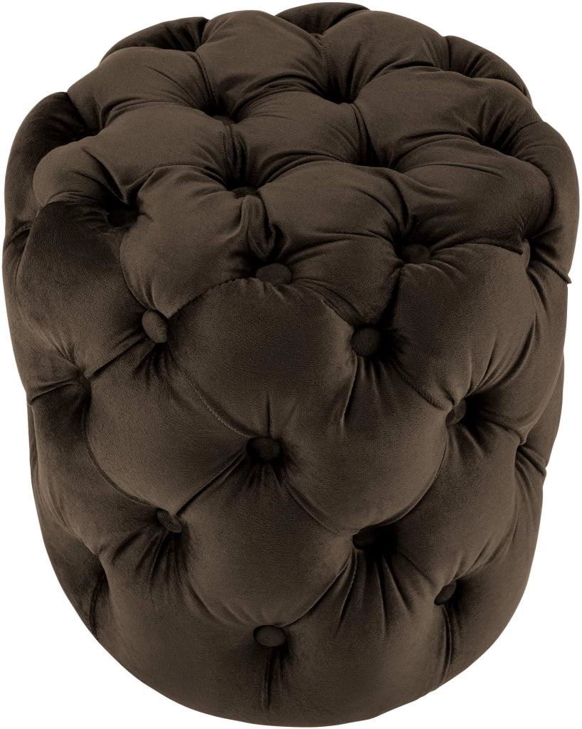 Pouf Drancy in velluto trapuntato marrone scuro,M