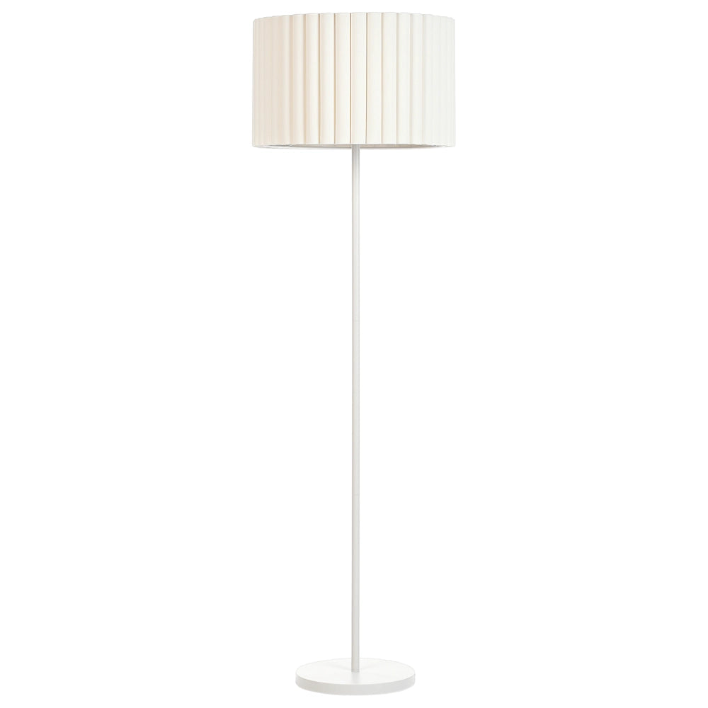 Lampada da terra Bianco Sporco Poliestere Terylene Ferro 154 cm Paralume a tamburo Luce Camera da letto Soggiorno Retrò Classico