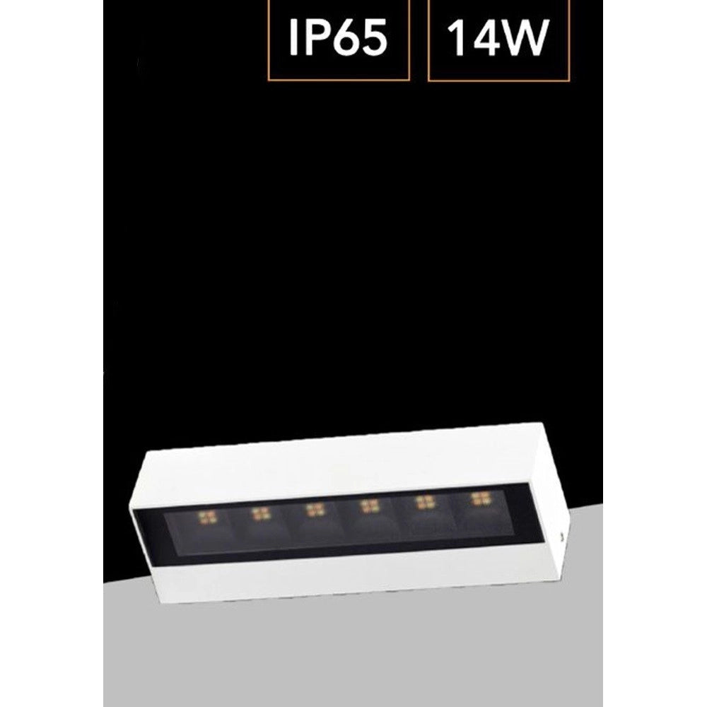 Trade Shop - Applique Led Da Esterno A Doppia Emissione 14 Watt Cct 3 Tonalità Di Luce Ip65 176-3c - Bianco