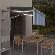 Tenda Sole Retrattile Manuale con LED 3,5x2,5 m Blu e Bianco 3069281