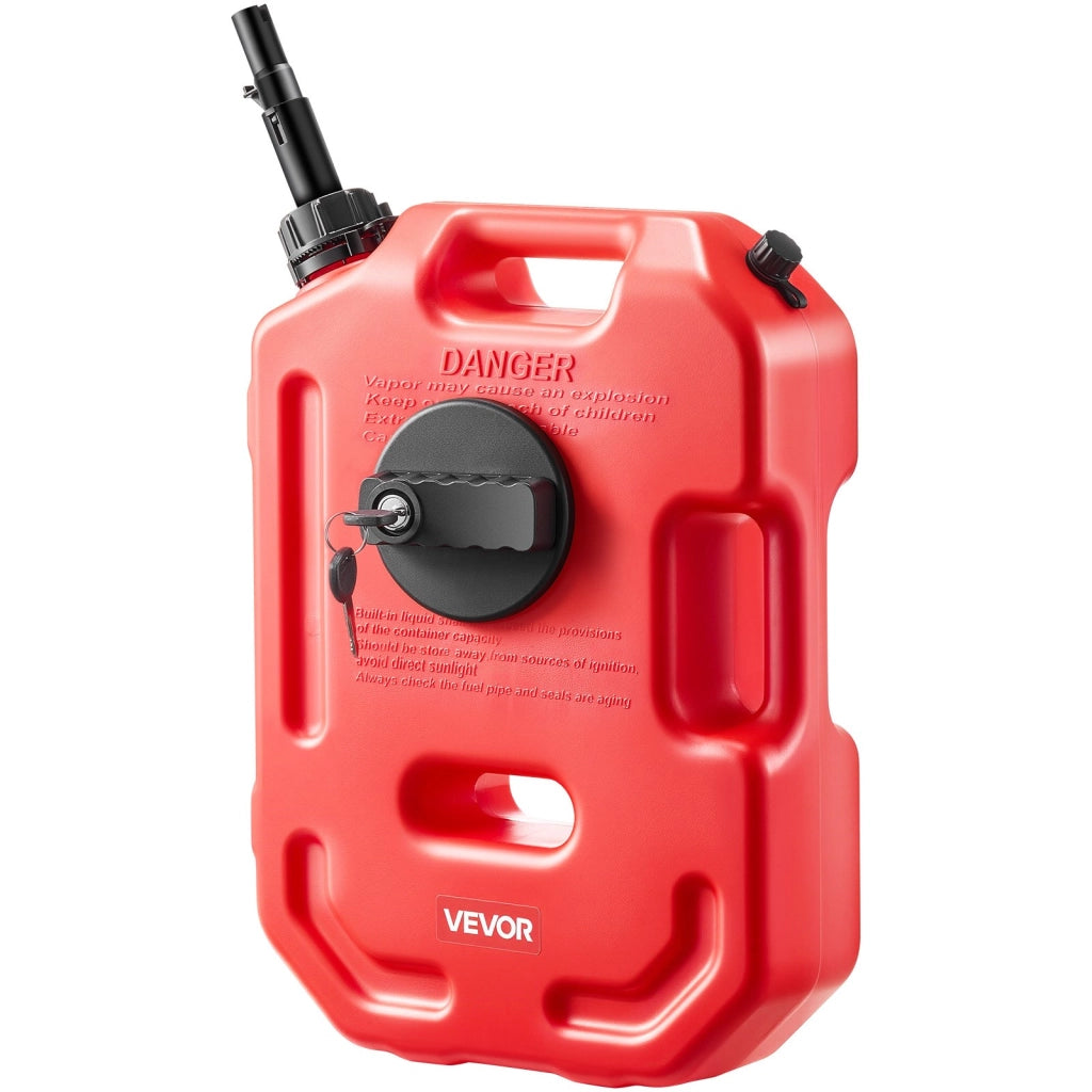 Tanica per Carburante 10L Yoilp5034N-7 in HDPE Rosso con Beccuccio e Staffa Bloccabile Robusta Portatile per Auto Moto ATV