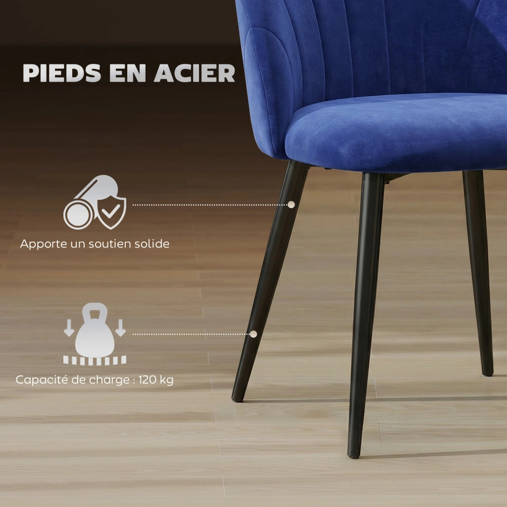 Sedia da pranzo imbottita ¨C zephmum ¨C blu, acciaio, 52x55x79