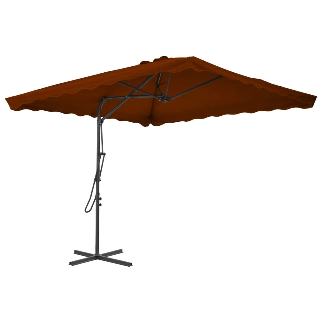 Ombrellone da esterno con palo in acciaio 250 x 250 x 230 cm arancione scuro 02_0008209