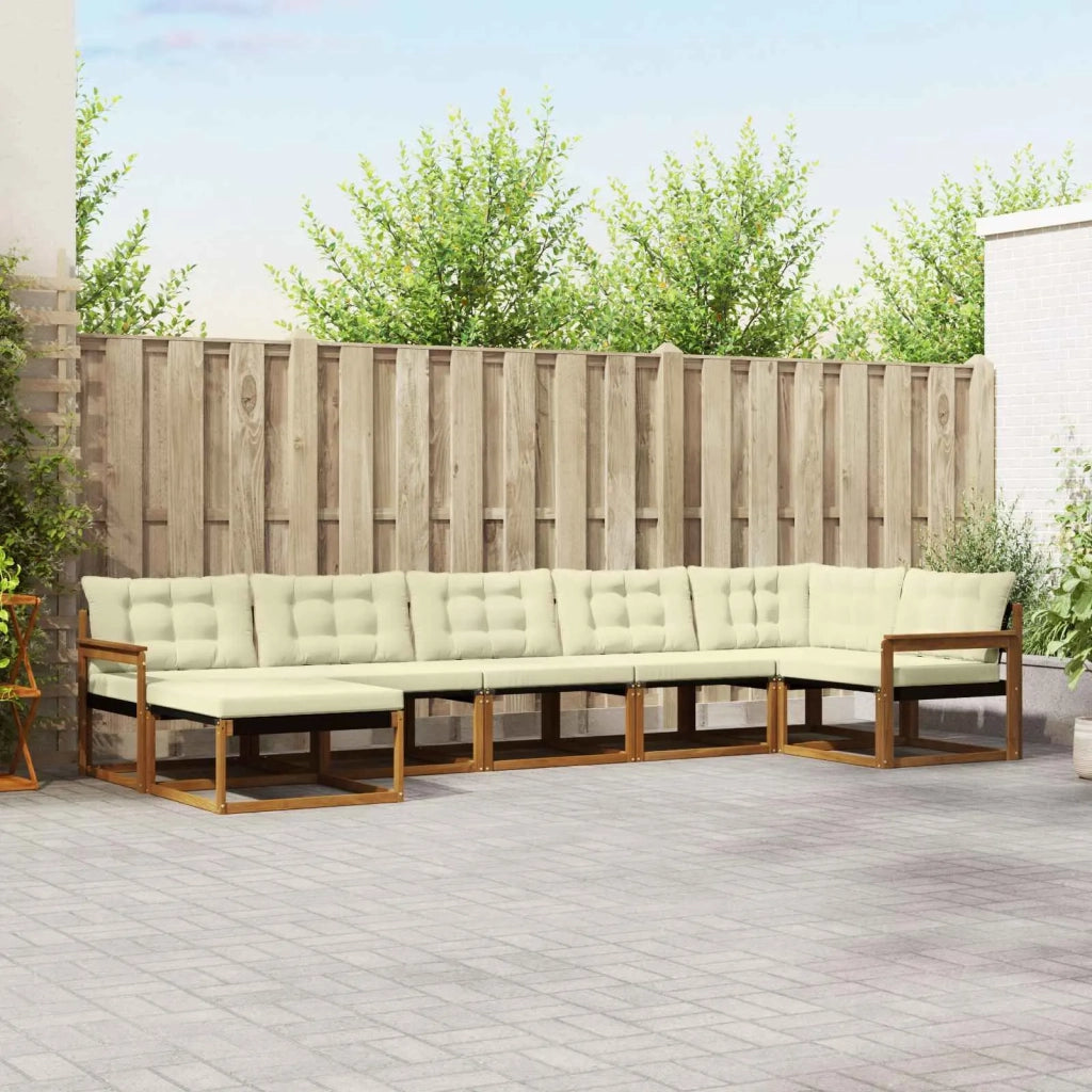 Set di divani da esterno con cuscino 7 pcs Naturale e Crema