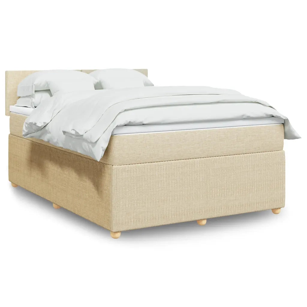 Giroletto a Molle con Materasso Crema 160x200 cm in Tessuto