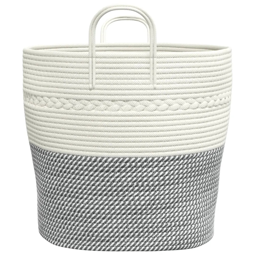 Cestino Portaoggetti Grigio e Bianco ?43x38 cm in Cotone CFW9208164