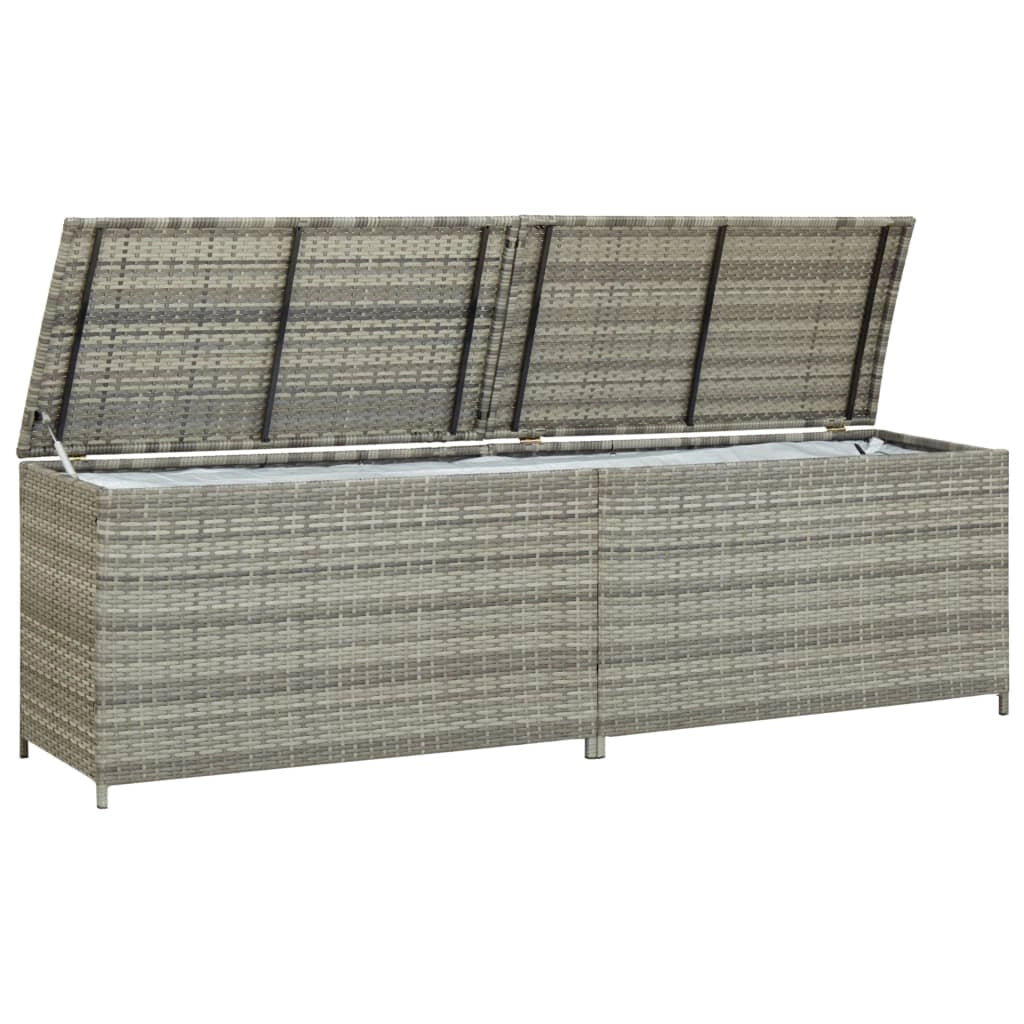 Contenitore da giardino/box in resina intrecciata 200 x 50 x 60 cm grigio 02_0013122