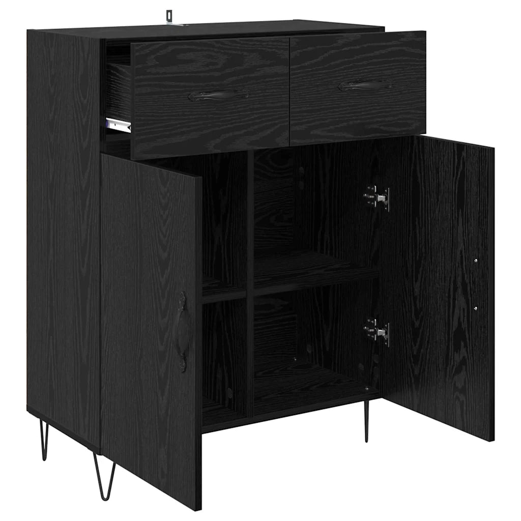 Credenza-Buffet-Armadio da cucina Rovere Nero 69,5 x 34 x 90 cm Legno multistrato 132333