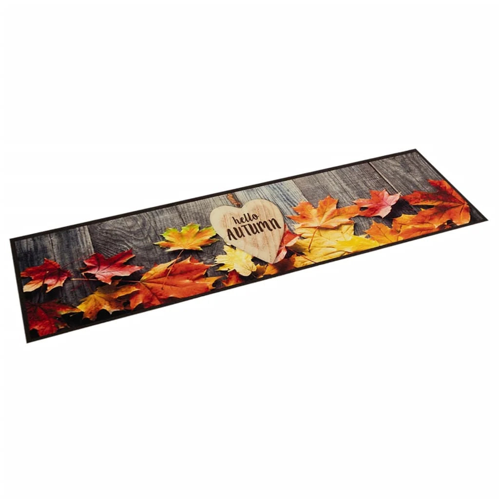 Tappetino da cucina lavabile stampa autunnale design elegante antiscivolo 300 x 60 cm velluto marrone 02_0056467