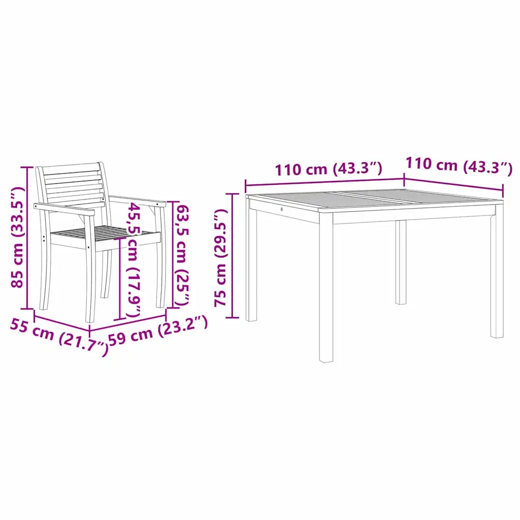 Set da Pranzo per Giardino 3 pcs Marrone 3375671