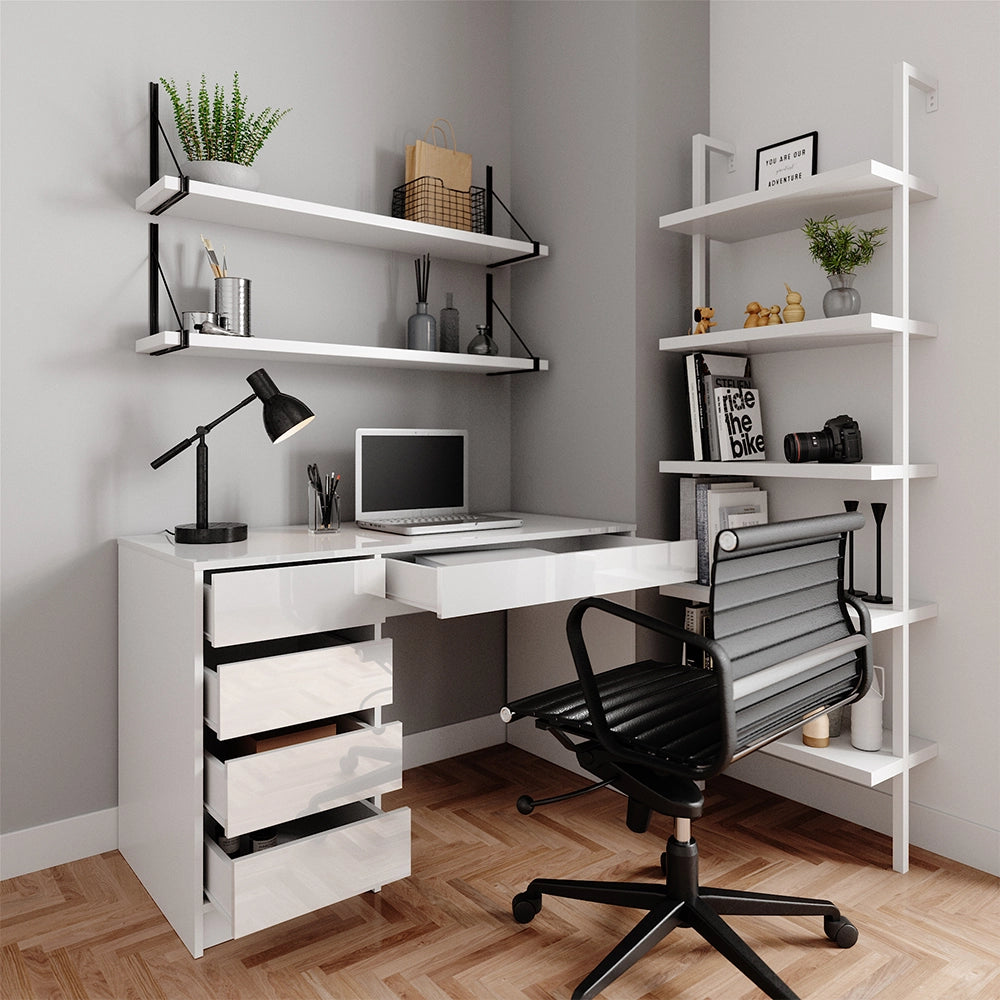 Vicco Scrivania Bianco 55 x 120 cm con cassetti