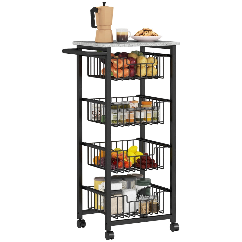 Carrello da cucina con 4 cestelli in acciaio ¨C zephmum ¨C grigio