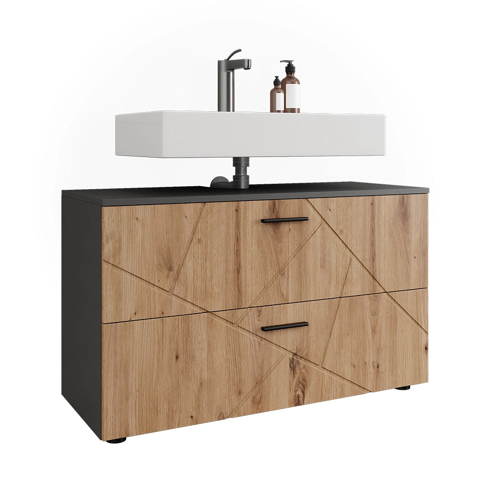 Vicco Mobiletto per lavabo Antracite/quercia dorata 100.1 x 60.6 cm con 2 cassetti