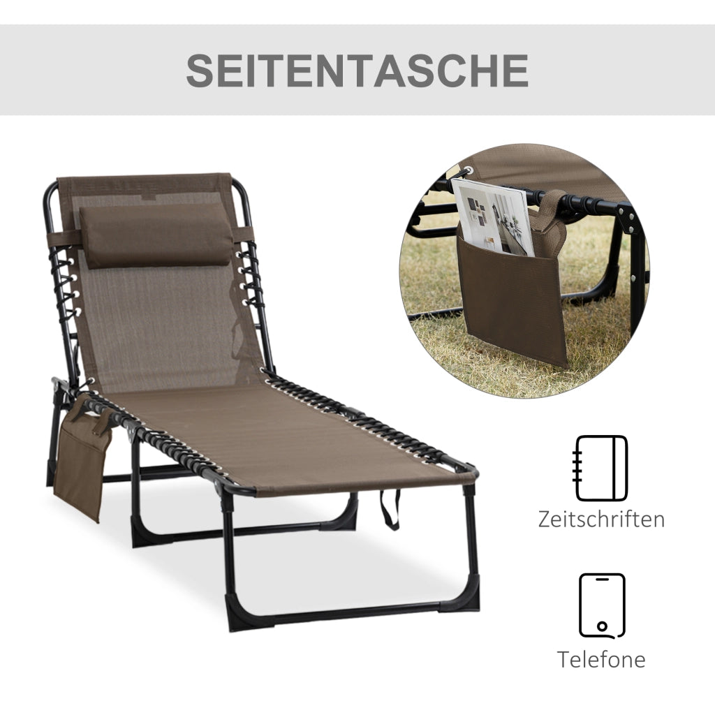 Sbalzante pieghevole con cuscino al collo telaio in acciaio copertura resistente carico 120kg marrone