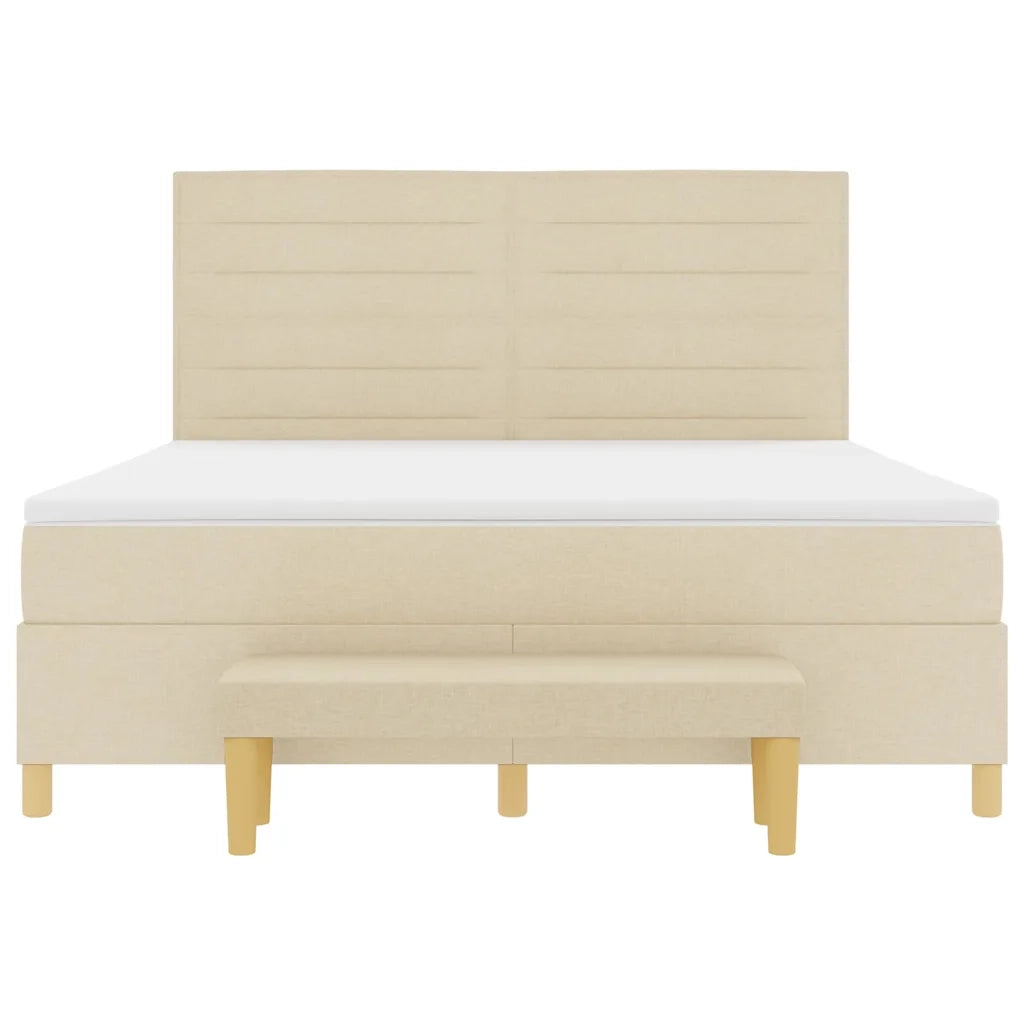 Letto a molle con testiera Crema 200 x 180 cm Tessuto 3344245
