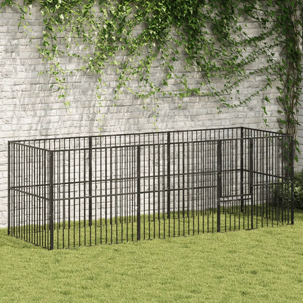 Box per Cani 8 Pannelli Nero Acciaio Zincato CFW2710488