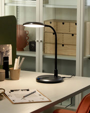 Lampada da ufficio LED nero argento materiale sintetico e braccio regolabile 43 cm ufficio cameretta soggiorno