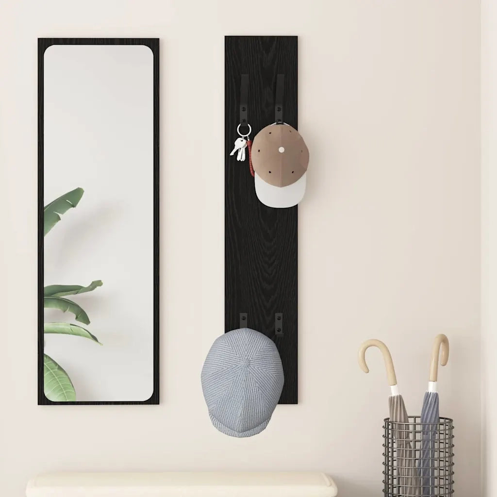 Appendiabiti a muro A parete Rovere Nero 20 x 1,5 x 100 cm 874460