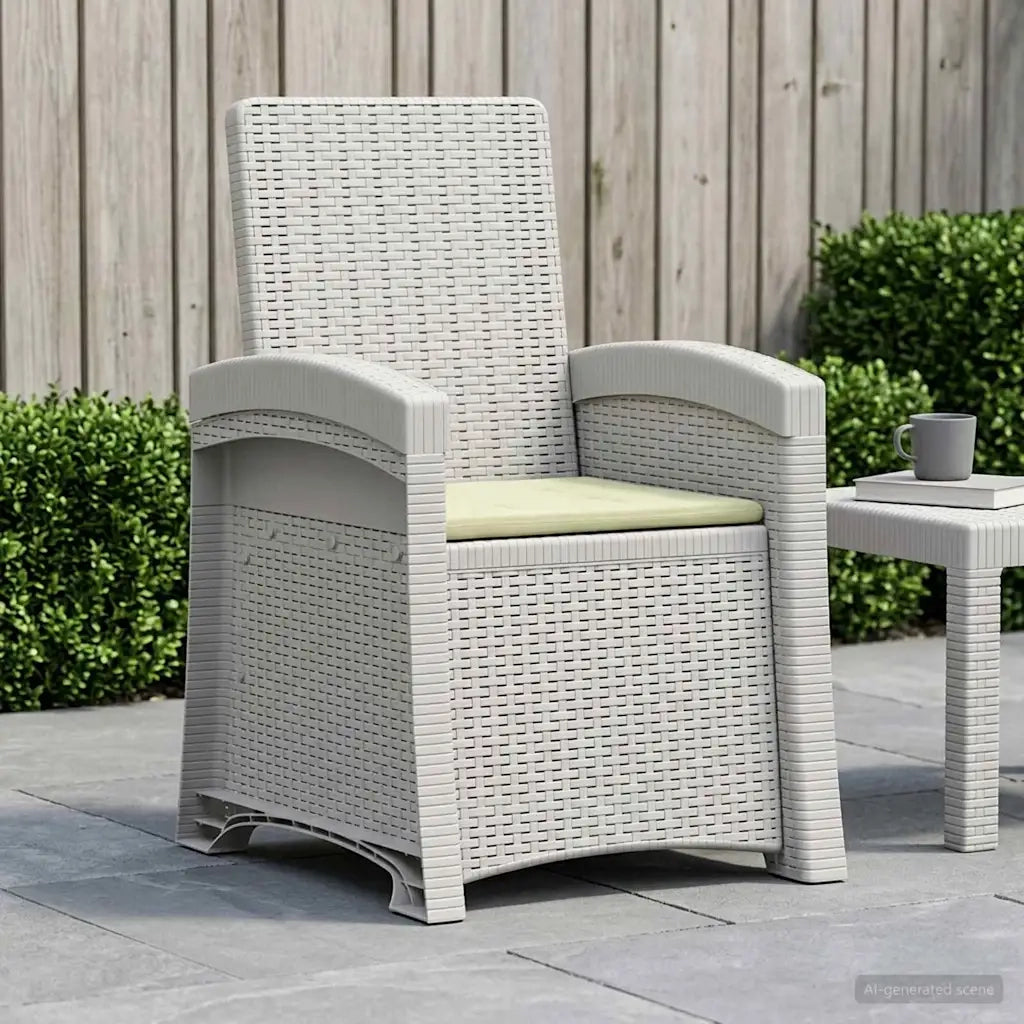 Sedia da giardino reclinabile effetto rattan Bianco e Crema PP 8012008