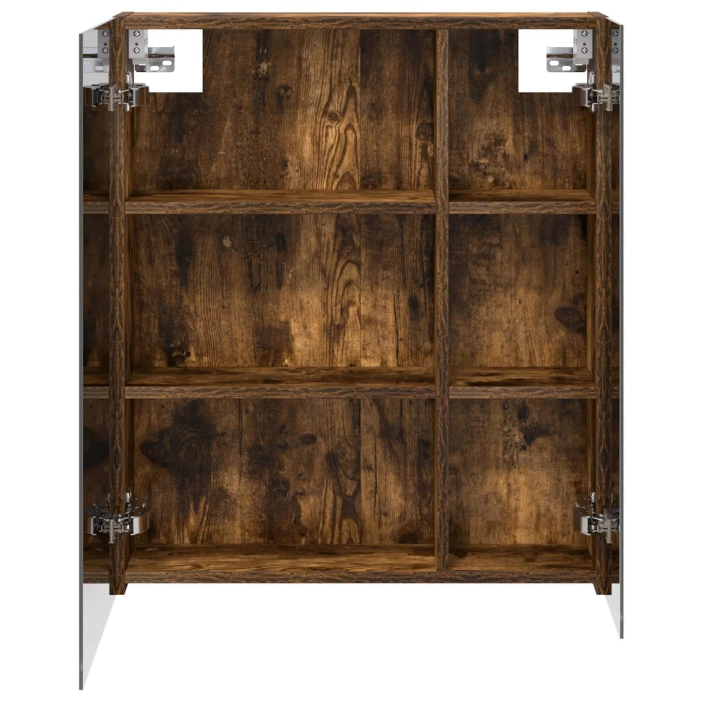 Mobiletto per specchio da bagno Rovere fumé 60 x 14,5 x 70 cm