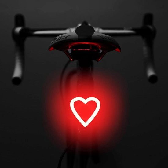 Luci posteriore per bicicletta - Ricaricabile - LED - Lampada posteriore per bicicletta - Alta luminosità - Segnalazione di sicurezza - Luci posteriore creative - 5 modalità - Adatto per l'uso notturno e la bicicletta da corsa - Forma cuore - Rosso