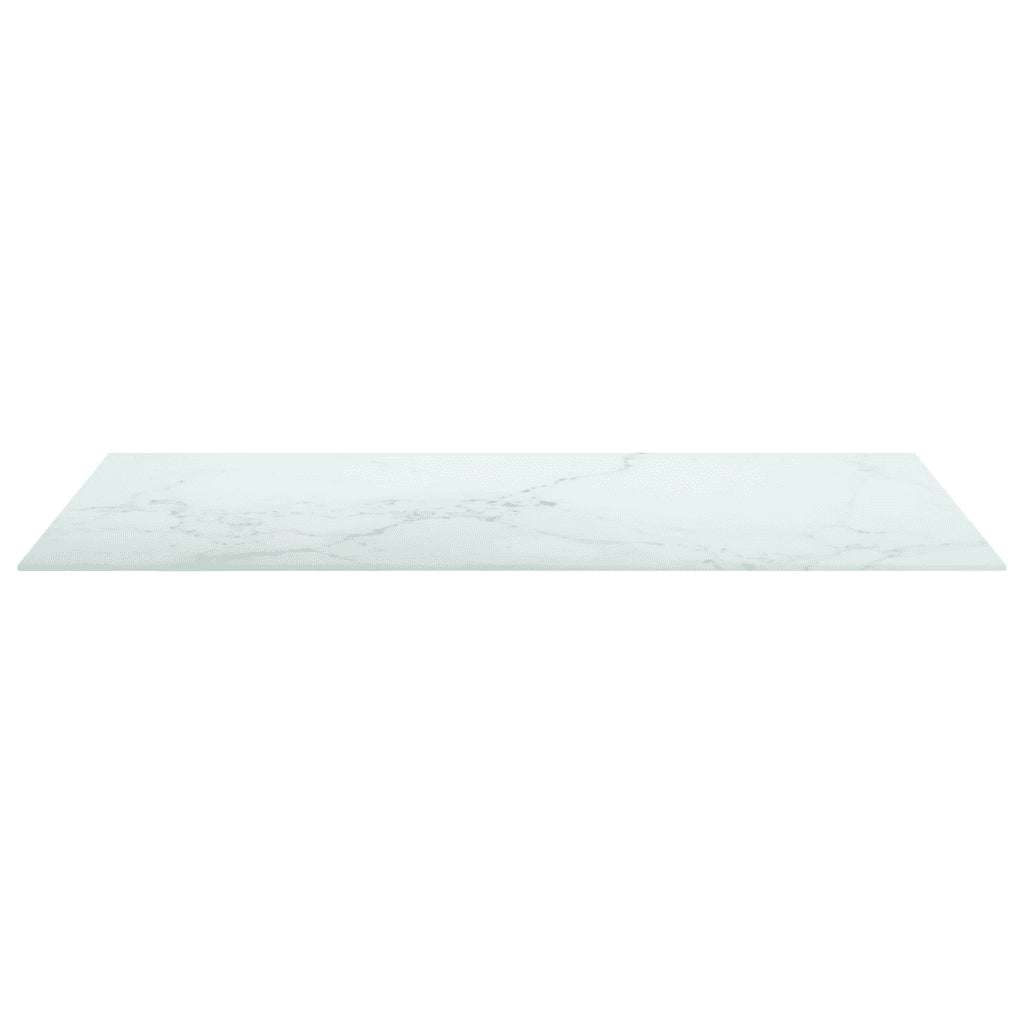 Piano per Tavolo Bianco 100x62cm 8mm in Vetro Aspetto Marmo  cod mxl 74729