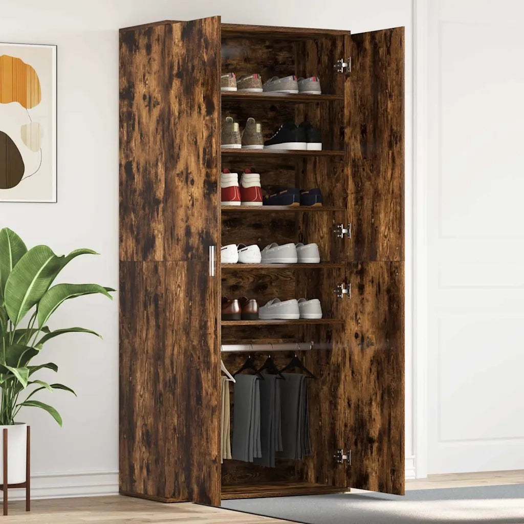 Mobile per scarpe con lo scaffale-Scarpiera Rovere fum¨¦ 80 x 39 x 178 cm