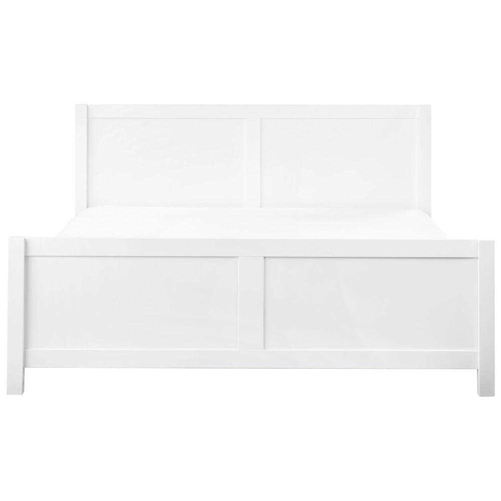 Letto Matrimoniale con Testiera Struttura a Doghe in Legno bianco 180 x 200 cm stile moderno