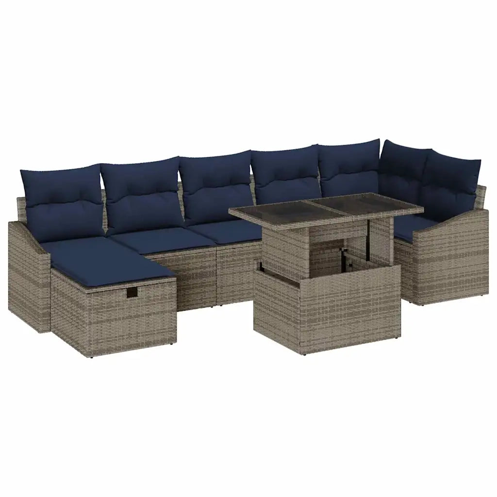 Set Divano da Giardino con cuscino 8 pcs Grigio polyrattan 3361184