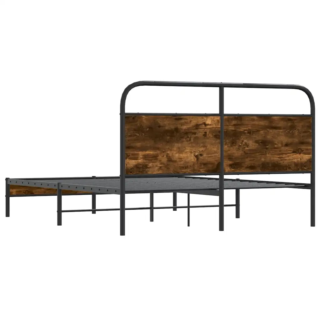 Letto matrimoniale | Letto per adulti | Giroletto senza Materasso Rovere Fumo 150x200 cm in Truciolato