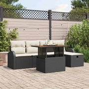 Set Divano da Giardino 6 pcs Nero polyrattan