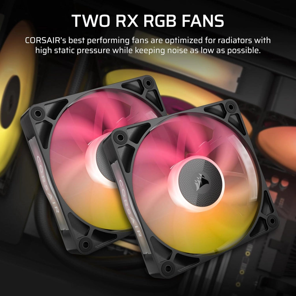 iCUE LINK TITAN 240 RX RGB Raffreddatore CPU a Liquido – 240mm AIO – 2x RX120 Ventole RGB Incluse – Adatto a Intel LGA 1851/1700, AMD AM5/AM4 – Hub di Sistema iCUE LINK Incluso – Nero