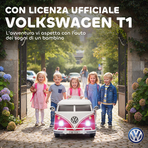 Macchina Elettrica per Bambini 89x49x41,5 cm Licenza Volkswagen T1 con Lettore MP3 in Metallo e PP Rosso