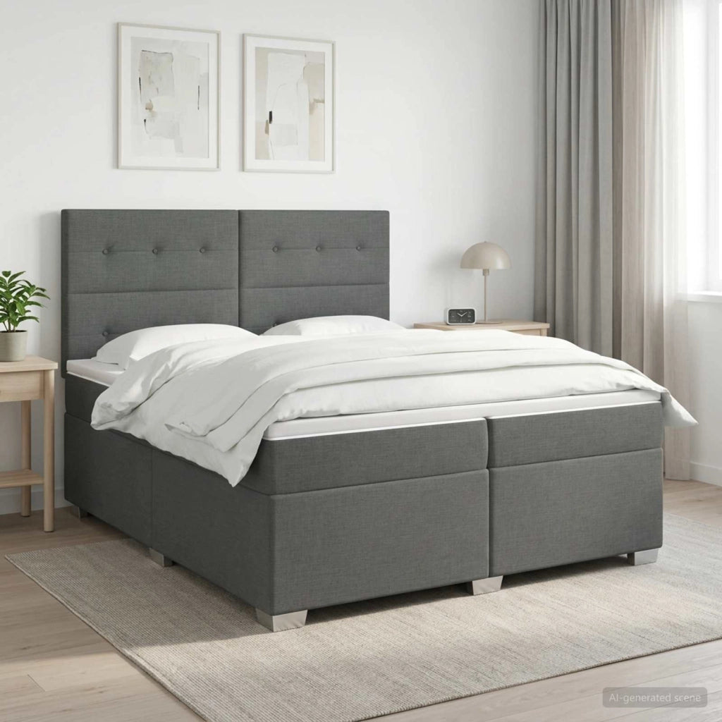 Letto box spring con materasso Grigio Scuro 200 x 200 cm 3453487