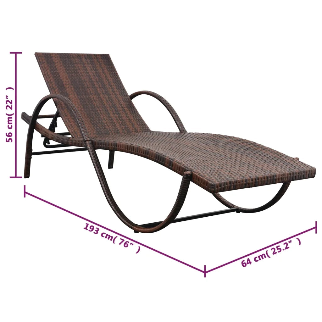Lettino Prendisole con Cuscino in Polyrattan Marrone cod mxl 26561