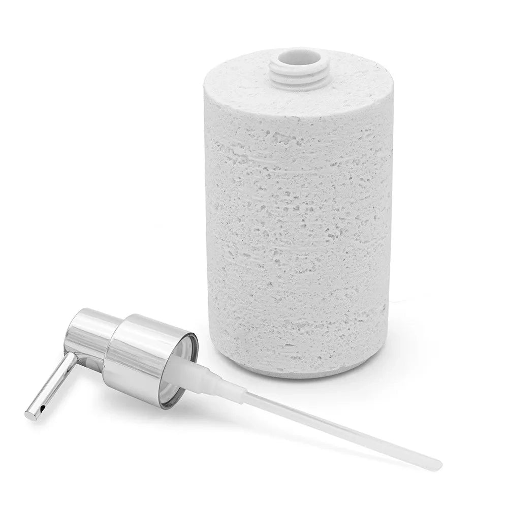 Dispenser sapone da appoggio bianco in resina effetto pietra Matera
