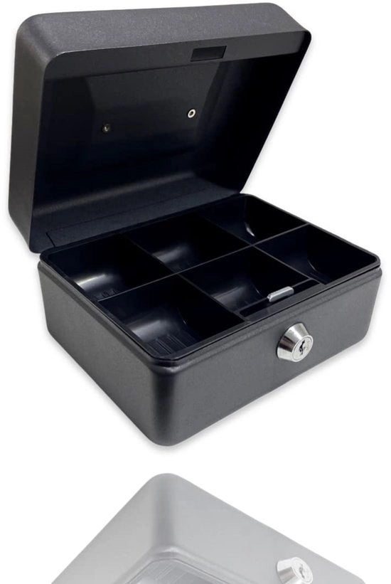 Cassa di Deposito Metallica con Chiusura - Sicurezza e Archiviazione - Nero - 15 cm