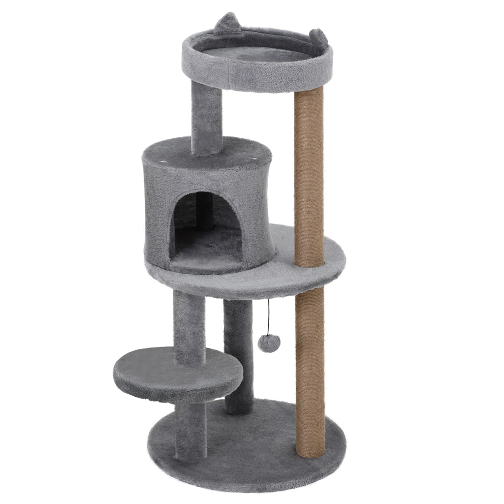 Albero per gatti con piattaforme, nicchia e graffiatoi ¨C zephmum ¨C grigio ?48x104 cm