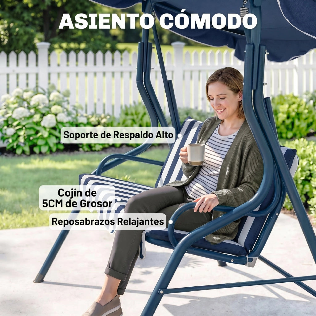 Dondolo da Esterno con Tettoia Regolabile ¨C zephmum ¨C Grigio 170x110x153 cm