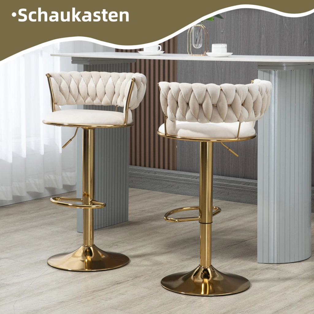 Sgabello da bar girevole 360° con altezza regolabile 54x46x78;5-97 cm; velluto avorio