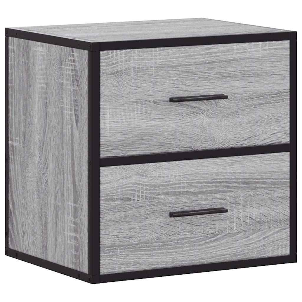 Comodino a Muro Grigio Sonoma 40x31x39,5 cm
