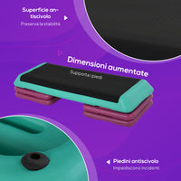 Stepper per Aerobica 110x40x20 cm Antiscivolo e Regolabile su 3 Livelli in Plastica Multicolore