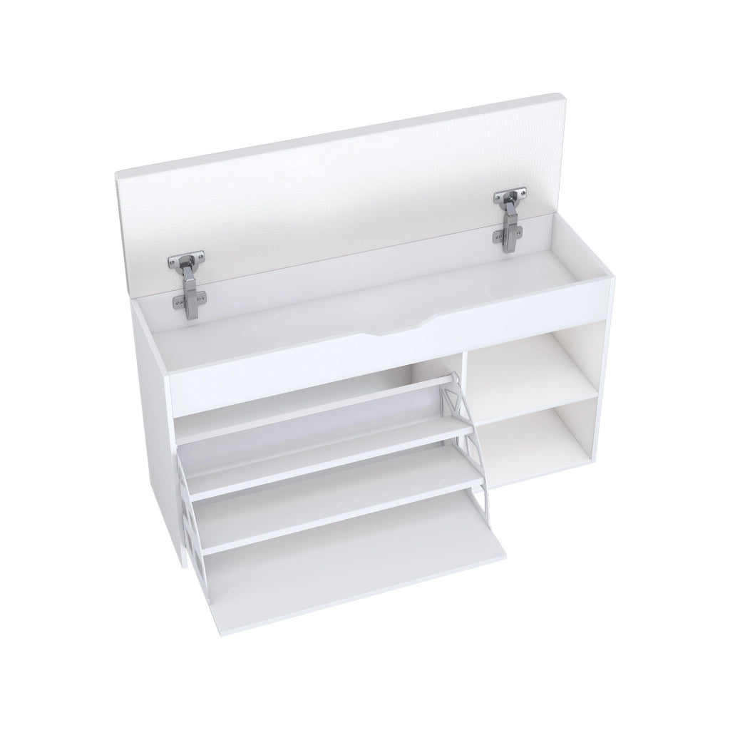 PANCA PORTASCARPE con seduta e vano contenitore nascosto, bianco
