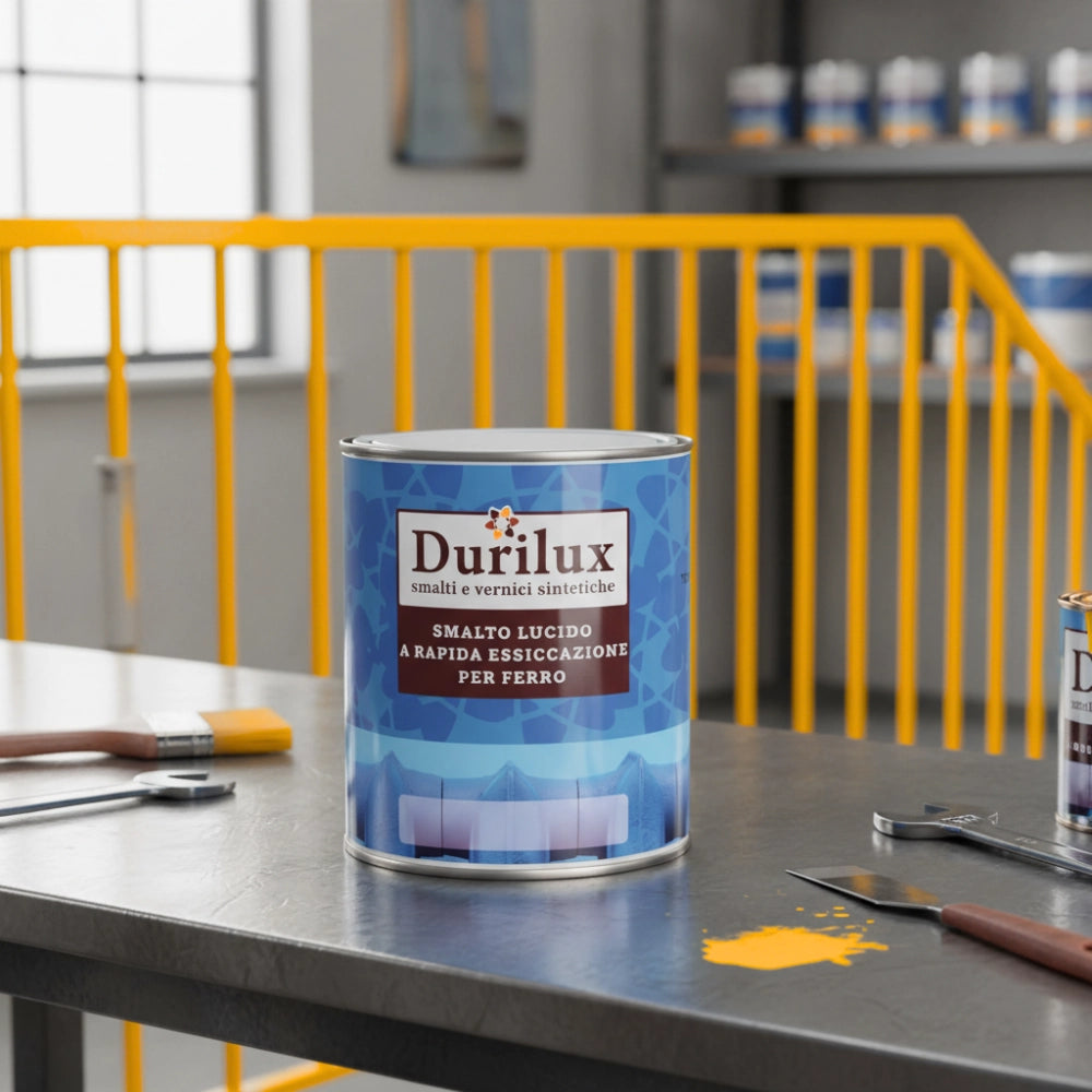Durilux smalto sintetico lucido rapida essiccazione giallo 506 ral 1003 per ferro *** formato 2.5 lt, confezione 1