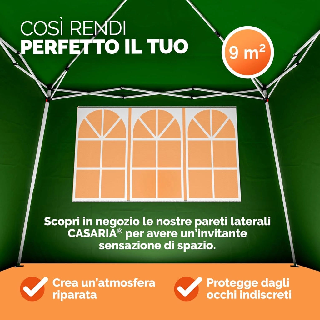 ® Gazebo da Giardino Capri 3x3m Pop-Up Protezione 50+ Impermiabile Tenda a Fisarmonica Verde