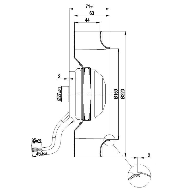 Ventilatore centrifugo EBM R2E220-RA38-30 230V 85/90W Backward Inclined Centrifugal Ventilatores